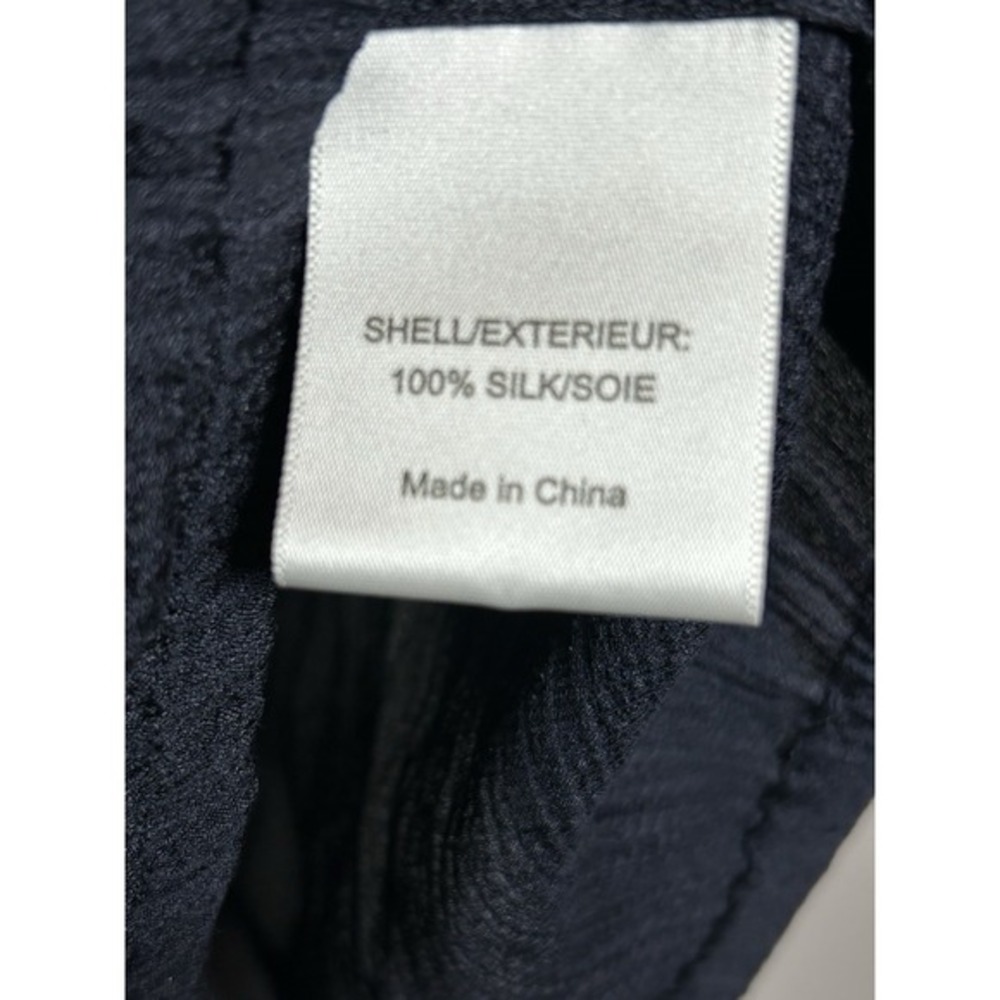 Tory Burch Women's‎ 100% Silk Navy Crinkle Long Sleeve Blouse 4 Designer Office - Picture 6 of 8